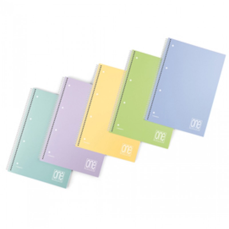 Quaderno spiralato Pastel One Color - A5+ - perforato - quadretto 5 mm - 80  fogli - 80 gr - copertina PPL 