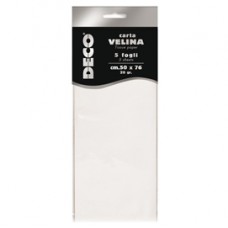 Carta velina - 20 gr - 50 x 76 cm - bianco - Deco - busta 5 fogli