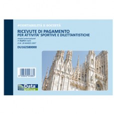 Blocco ricevute pagamento per attività sportive dilettantistiche - 50/50 copie autoricalcanti - 11,5 x 16,5 cm - DU1625800 - Data Ufficio