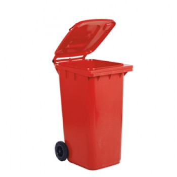 Bidone carrellato per raccolta differenziata - 240 L - rosso - MobilPlastic