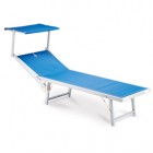 Lettino con copertura Ibiza - 36 x 186 x 59 cm - alluminio/texilene - blu - Garden Friend