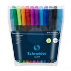 Penne a sfera Vizz - con cappuccio - punta media - colori assortiti - Schneider - astuccio 10 pezzi