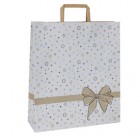Shoppers - maniglie piattina - 26 x 11 x 34,5 cm - carta kraft - stars bianco - Mainetti Bags - conf. 25 pezzi