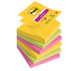 Blocco foglietti Super Sticky Z-Notes - R330-6SS-CARN - 76 x 76 mm - colori asssortiti - 90 fogli - Post-it® - conf. 6 pezzi