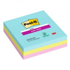 Blocco Post it® Super Sticky - 675-3SS-COS - a righe - 101 x 101 mm - colori Cosmic - 70 fogli - Post it® - conf. 3 pezzi