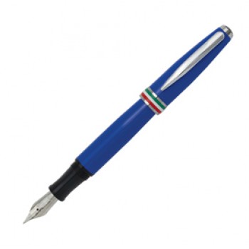 Penna stilografica Aldo Domani - punta M - fusto azzurro italia - Monteverde