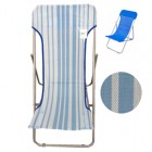 Sdraio Beach - pieghevole - 70 x 72 x 45 cm - acciaio verniciato/texilene - righe azzurre - Garden Friend