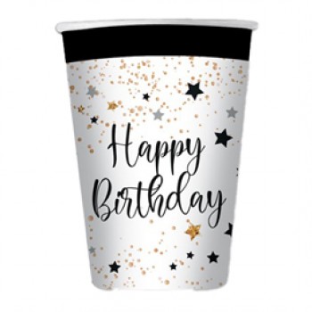 Bicchiere Happy Birthday - 200 ml - carta - Big Party - conf. 8 pezzi