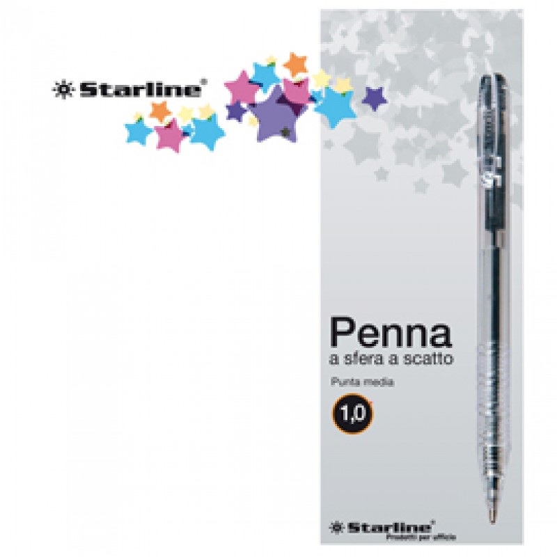 Penna a sfera a scatto con inchiostro gel - punta fine 0,7mm - nero -  Starline