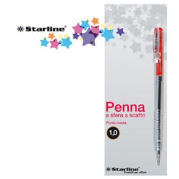 Penna a sfera a scatto  - punta 1,0mm - rosso - Starline - conf. 20 pezzi