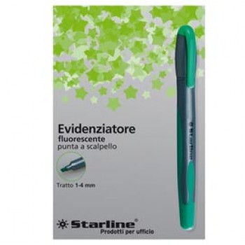 Evidenziatore a penna - punta scalpello - tratto da 1,0-4,0mm - verde - Starline