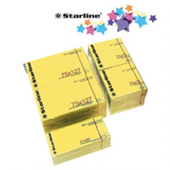 Blocchetto biglietti adesivi - giallo - 75 x 75mm - 70gr - 100 fogli - Starline