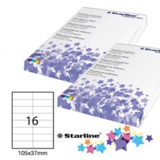 Etichette adesive - in carta - permanenti - 105 x 37 mm - 16 et/fg - 100 fogli - bianco - Starline