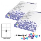Etichette adesive - in carta - permanenti - 105 x 74 mm - 8 et/fg - 100 fogli - bianco - Starline