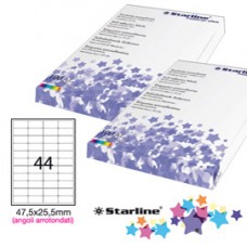 Etichette adesive - in carta - angoli arrotondati - permanenti - 47,5 x 25,5 mm - 44 et/fg - 100 fogli - bianco - Starline