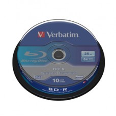 Verbatim - Scatola 10 DVD Blu Ray BD-R SL - Jewel Case - Bianco/Blu - 43742 - 25GB