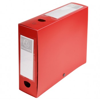 Scatola per archivio box - con bottone - 25x33 cm - dorso 8 cm - rosso - Exacompta