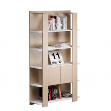 Libreria alta Concept - 5 ripiani - 100x38,6x198 cm - bianco/rovere - Artexport