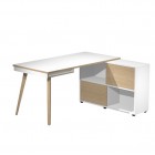 Workstation Maxi - gambe in legno - 160 x 140 x H 81,5 cm - bianco / rovere - Artexport