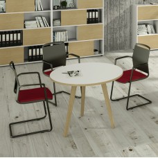 Tavolo rotondo alto Woody - diametro 100 cm - H 105 cm - rovere/bianco - Artexport