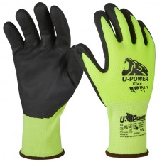 Guanti di protezione FLEX - con polsino nero - taglia 10 - verde fluo/nero - U-Power