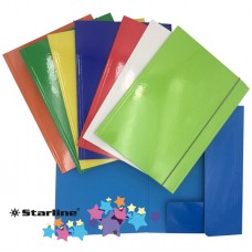 Cartellina con elastico - cartone plastificato - 3 lembi - 25x34 cm - colori assortiti - Queen Starline